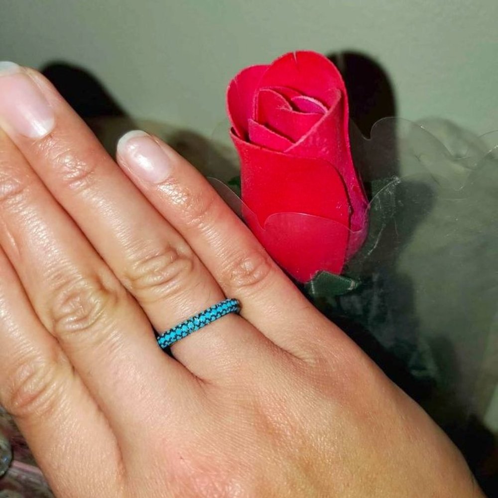 Black And Gold Wedding Band With Turquoise stones